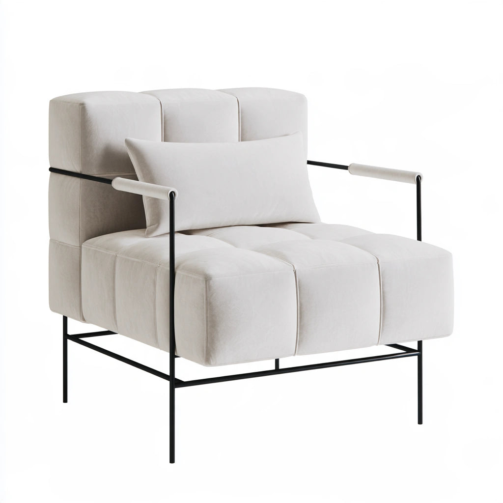 Accentfauteuil van metaal, kleur zwart en taupe