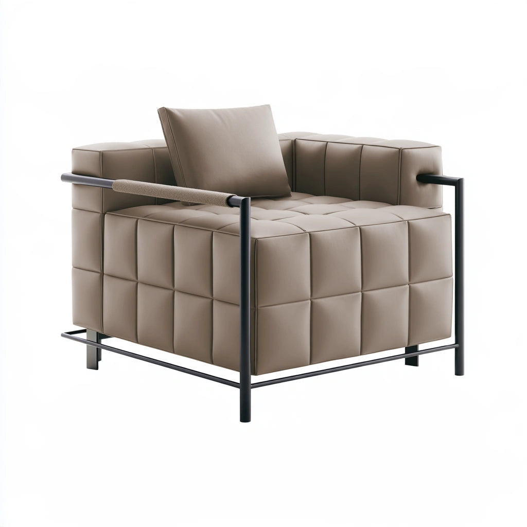 Accentfauteuil van metaal, kleur zwart en taupe