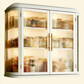Opbergkast met glazen elementen, wandmodel, kleur wit