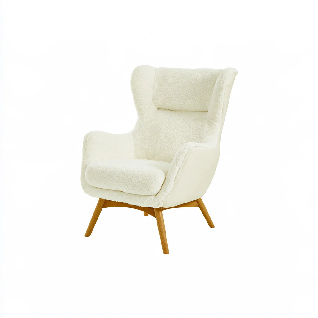 Accentfauteuil met stoffen bekleding, kleur wit