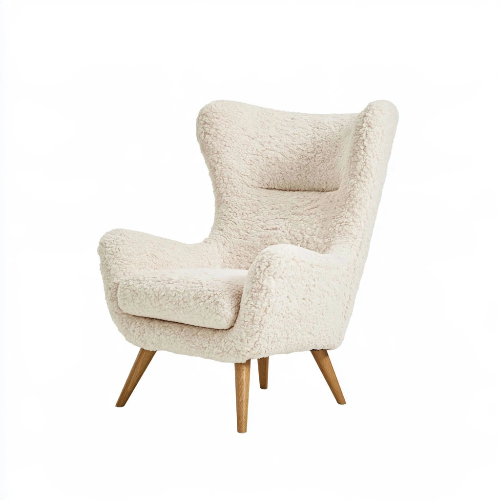 Accentfauteuil met stoffen bekleding, kleur wit