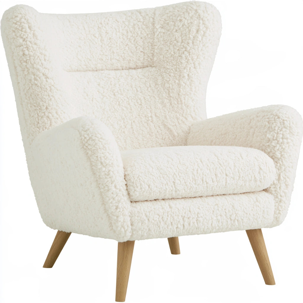 Accentfauteuil met stoffen bekleding, kleur wit